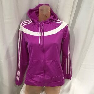 Adidas Women's Magenta and White Hoodie